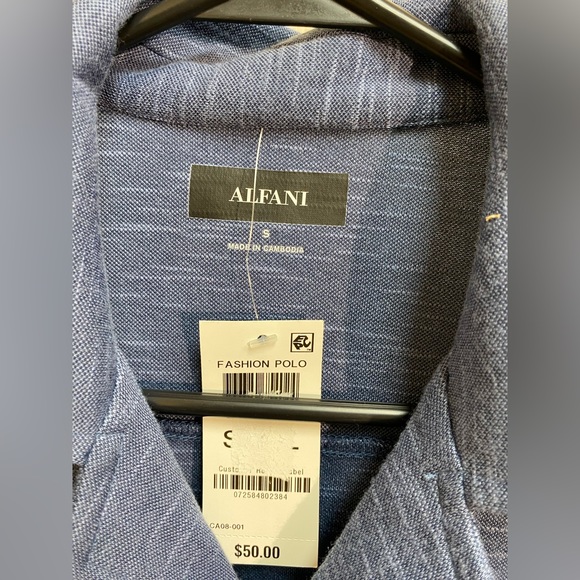 NWT Alfani Blue Button Down Shirt Size Small - Picture 2 of 3